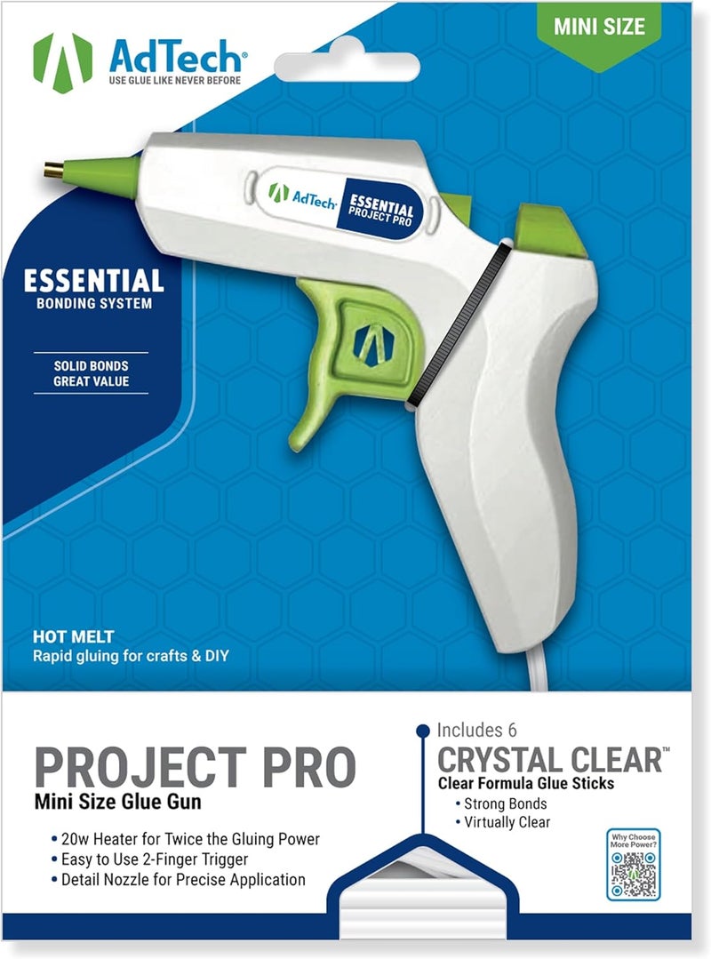 Adtech Project Pro Mini Glue Gun – Precision Tip, 20W Heating System, Ergonomic Handle, Insulated Nozzle, UL Certified for Safety - Ideal for Crafts, DIY Projects & Repairs - Image 1